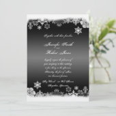 Zwart-wit Sneeuwvlok bruiloft uitnodiging (Staand voorkant)