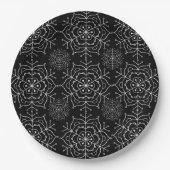 Zwart-wit sneeuwvlok Kerst Papier bord (Voorkant)