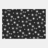Zwart-wit Sneeuwvlok Kerstpatroon Inpakpapier Vel (Voorkant 3)