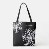 Zwart & Wit Sneeuwvlok Motto Naam Promotie Tote Bag (Achterkant)