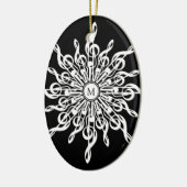 Zwart-wit Sneeuwvlok Muzieknoten Monogram Keramisch Ornament (Links)