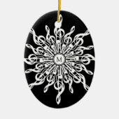 Zwart-wit Sneeuwvlok Muzieknoten Monogram Keramisch Ornament (Voorkant)