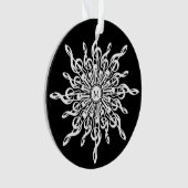 Zwart-wit Sneeuwvlok Muzieknoten Monogram Ornament (voorkant)