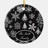 Zwart-wit Sneeuwvlok *Personaliseer* Keramisch Ornament (Voorkant)