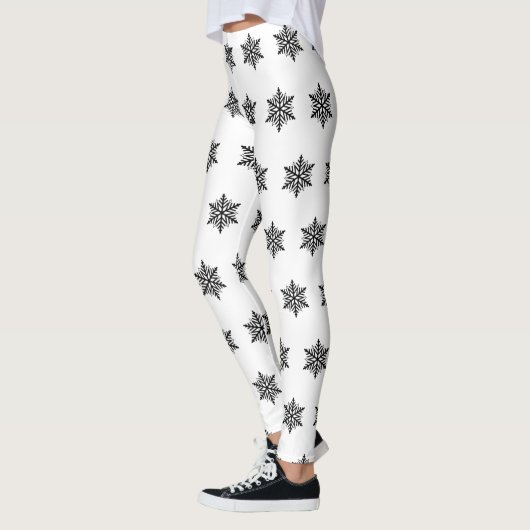 Zwart-wit Sneeuwvlok Vakantie Winter Kerstmis Leggings (Links)