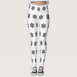 Zwart-wit Sneeuwvlok Vakantie Winter Kerstmis Leggings