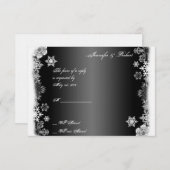 Zwart-wit Sneeuwvlok Wedding Response Kaart (Voorkant / Achterkant)