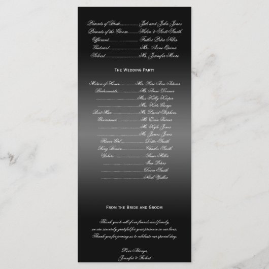 Zwart-wit Sneeuwvlokken Huwelijksprogramma Programmakaart (Achterkant)