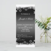 Zwart-wit Sneeuwvlokken Huwelijksprogramma Programmakaart (Staand voorkant)