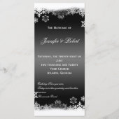 Zwart-wit Sneeuwvlokken Huwelijksprogramma Programmakaart (Voorkant)