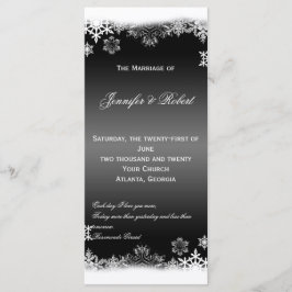 Zwart-wit Sneeuwvlokken Huwelijksprogramma Programmakaart