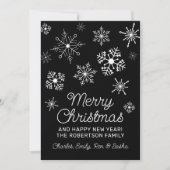 Zwart-wit Sneeuwvlokken Kerst Kaart (Voorkant)