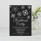 Zwart Wit Sneeuwvlokken Kerstfeest uitnodiging (Staand voorkant)