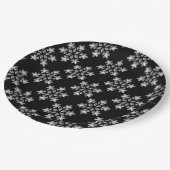 Zwart-wit Sneeuwvlokken Kerstvakantie Kerstmis Papieren Bordje (Gekanteld)