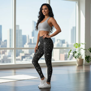 Zwart-wit Sneeuwvlokken Naadloos Patroon Leggings