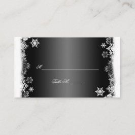 Zwart-wit Sneeuwvlokken Trouwplaats Kaarten Plaatskaartje