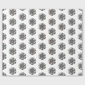 Zwart-wit sneeuwvlokpatroon cadeaupapier (Vlak)