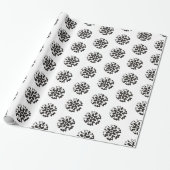 Zwart-wit sneeuwvlokpatroon cadeaupapier (Uitgerold)