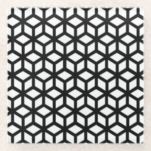 Zwart-wit snijpatroon glazen onderzetter