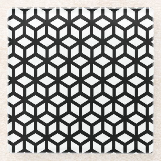 Zwart-wit snijpatroon glazen onderzetter (Voorkant)