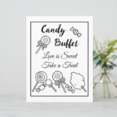 Zwart-wit Snoep Buffet Trouwbord (Staand voorkant)