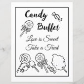 Zwart-wit Snoep Buffet Trouwbord (Voorkant)