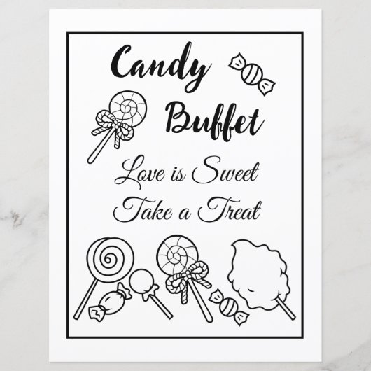 Zwart-wit Snoep Buffet Trouwbord (Voorkant)
