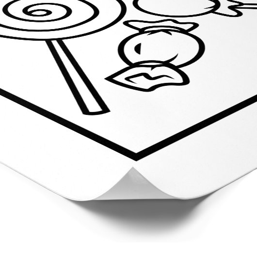 Zwart-wit Snoep Buffet Trouwbord Poster (Hoek)