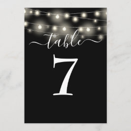 Zwart-Wit Snoer Lichtjes Tafel Nummer Kaart