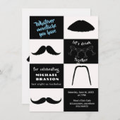 Zwart-wit Snor Stijlen Bachelorfeest Kaart (Voorkant / Achterkant)