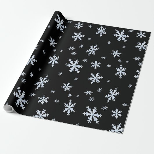 Zwart-wit Snowflake-patroon Cadeaupapier (Uitgerold)