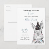 Zwart-wit Sommige Bunny draait op een dag Uitnodiging Briefkaart (Voorkant / Achterkant)