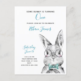 Zwart-wit Sommige Bunny draait op een dag Uitnodiging Briefkaart