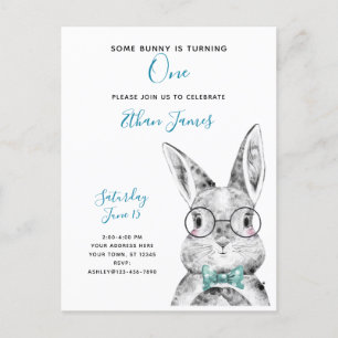 Zwart-wit Sommige Bunny draait op een dag Uitnodiging Briefkaart