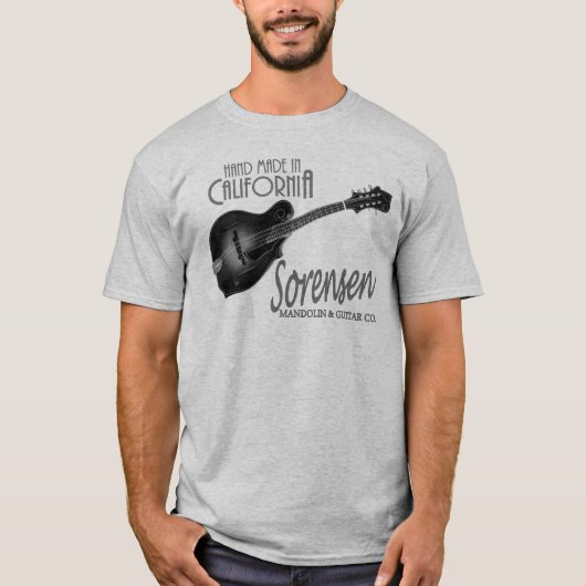 Zwart-wit Sorensen VX mandolin t-shirt (Voorkant)