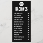 Zwart-wit Spaans Tapas- en Racionesmenu Menu (Achterkant)
