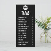 Zwart-wit Spaans Tapas- en Racionesmenu Menu (Staand voorkant)