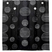 Zwart-wit Space Circle Style 1 Douchegordijn (Voorkant)