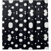 Zwart-wit Space Circle Style 5 Douchegordijn (Voorkant)