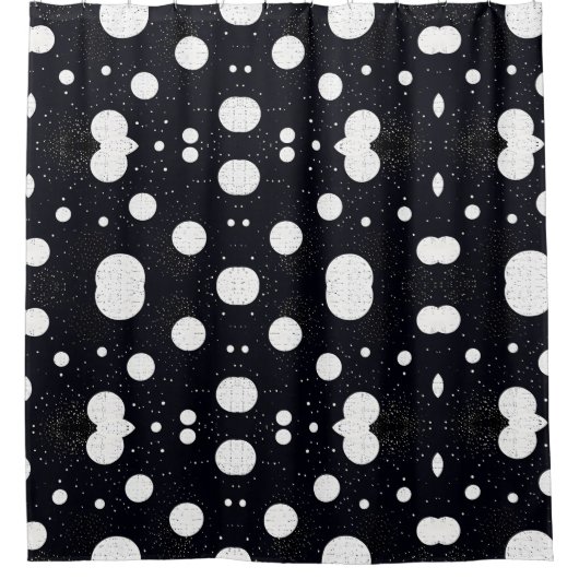 Zwart-wit Space Circle Style 5 Douchegordijn (Voorkant)