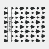 Zwart-Wit Spar Kerstboom Patroon & Tekst Fleece Deken (Voorkant (Horizontaal))