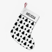 Zwart-Wit Spar Kerstboom Patroon & Tekst Kleine Kerstsok (Voorkant (Hangend))