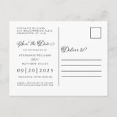 Zwart-wit sparen de Datum Elegant Wedding Chic Aankondigingskaart (Achterkant)