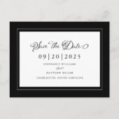 Zwart-wit sparen de Datum Elegant Wedding Chic Aankondigingskaart (Voorkant)