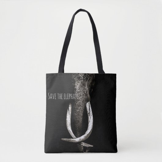 Zwart-wit sparen de olifant tote bag (Voorkant)