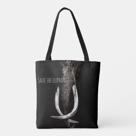 Zwart-wit sparen de olifant tote bag (Achterkant)