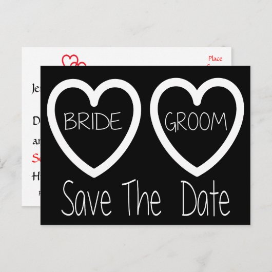 Zwart-wit sparen het Briefkaart van de Datum van h (Voorkant / Achterkant)