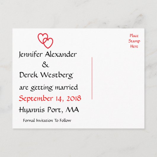 Zwart-wit sparen het Briefkaart van de Datum van h (Achterkant)