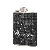 Zwart-wit Sparkle Monogram & Initiaal Heupfles (Links)