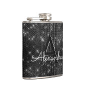 Zwart-wit Sparkle Monogram & Initiaal Heupfles (Rechts)